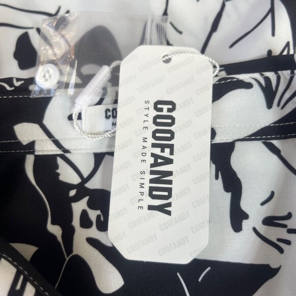 Cofandy Button Front Shirt Mens 3XL Black White New Abstract Print - Picture 8 of 9